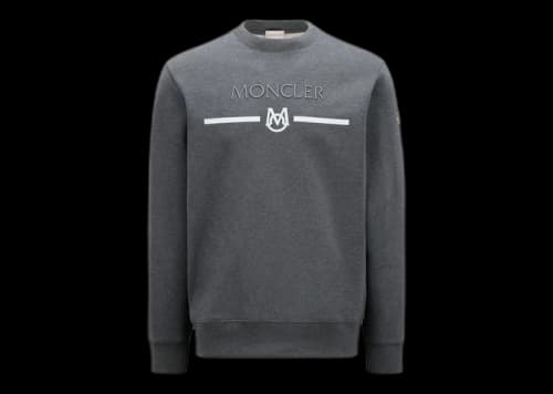 Moncler Logo Matte Monogram Accents Crewneck Sweatshirt Dove Gray