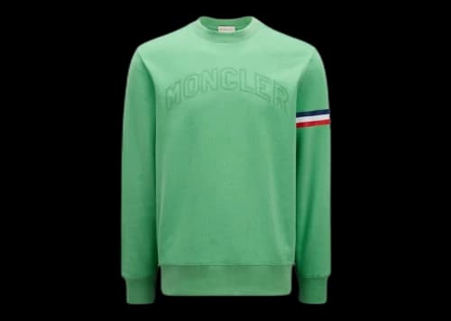 Moncler Embossed Rubberized Logo Lettering Sweatshirt Bright Green