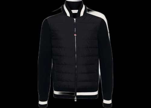 Moncler Quilted-Panel Cotton Jacket Blue/White