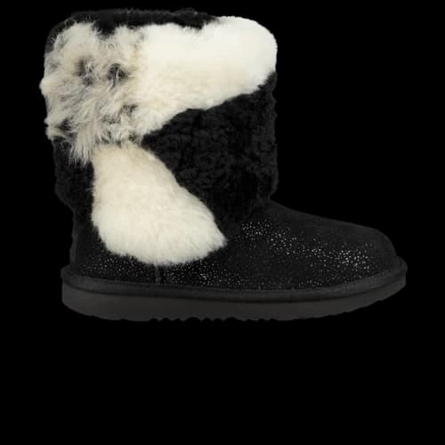 UGG Classic Short Patchwork Fluff Boot Kids 'Black'