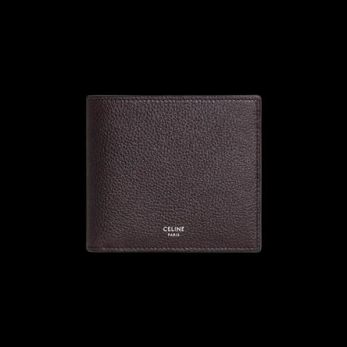 CELINE Bi Fold Wallet In Grained Calfskin 'Espresso'