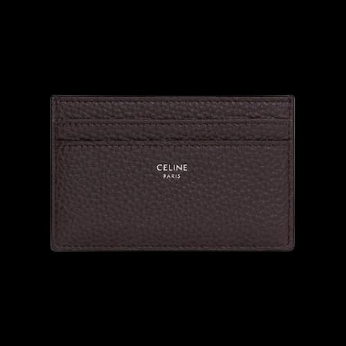 CELINE Medium Card Holder In Grained Calfskin 'Espresso'