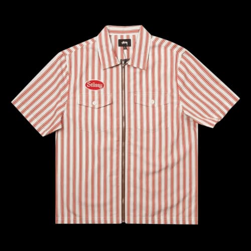 Stussy Garage Zip Up 'White/Red'