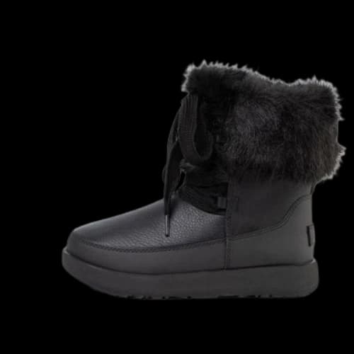 UGG Gracie Waterproof Black Leather Lace Up Boots 'Black' (Women's)