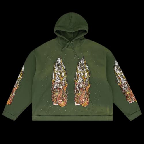 Who Decides War Flame Glass Hooded Sweatshirt 'Green'