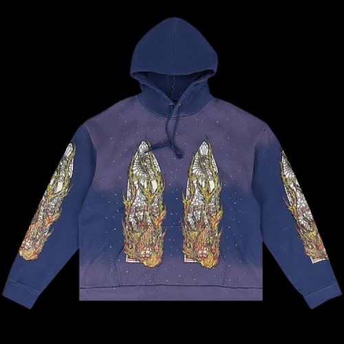 Who Decides War Flame Glass Hoodie 'Indigo'