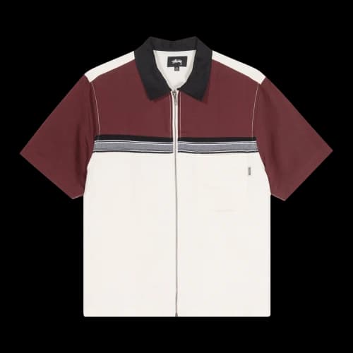 Stussy Color Block Zip Work Shirt 'Berry'
