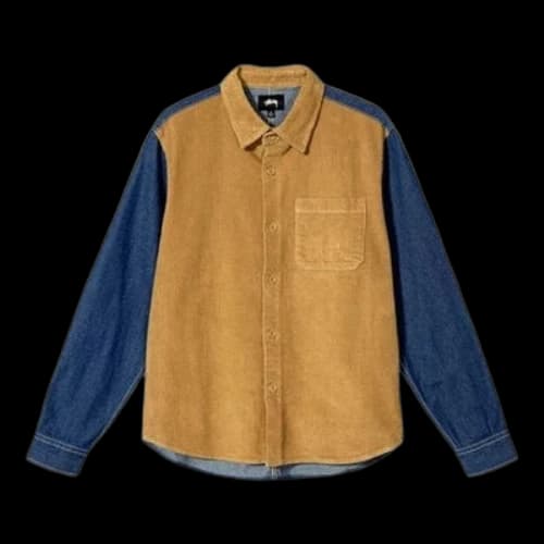 Stussy Corduroy Denim Mix Shirt 'Brown Blue'