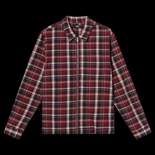 Stussy Classic Zip-Up Plaid Shirt 'Maroon'