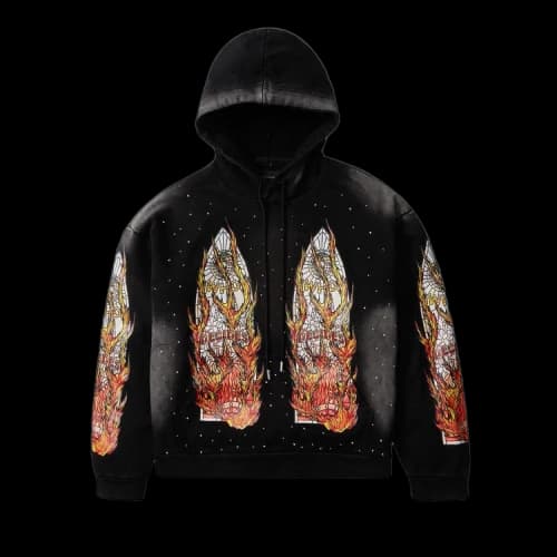 Who Decides War Flames Glass Hooded Sweatshirt 'Coal'