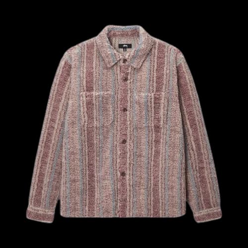 Stussy Stripe Sherpa Shirt Berry