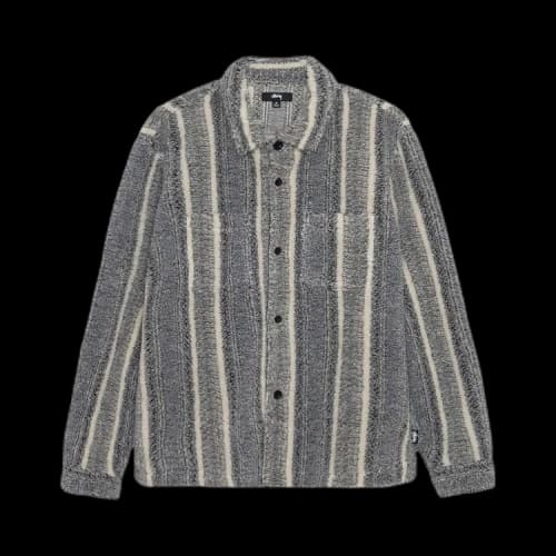 Stussy Stripe Sherpa Shirt Charcoal