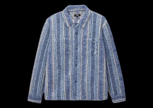 Stussy Stripe Sherpa Shirt Indigo