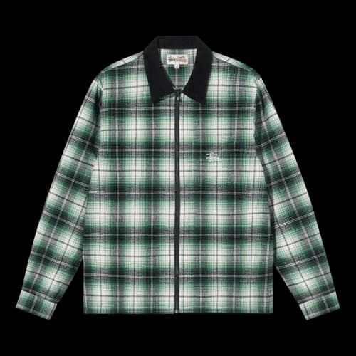 Stussy Frank Plaid Zip Long-Sleeve Shirt 'Black'