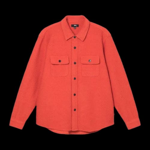 Stussy Textured Wool CPO Long-Sleeve Shirt 'Orange'