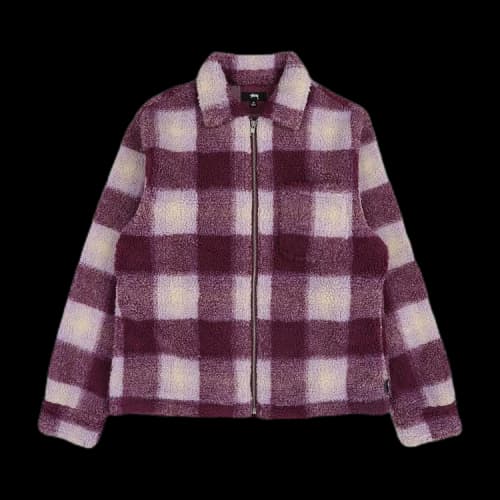Stussy Shadow Plaid Zip Sherpa 'Berry'