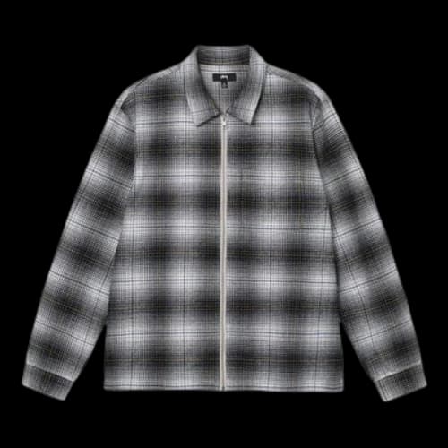 Stussy Paul Shadow Plaid Zip Shirt 'Black White'