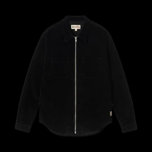 Stussy Wide Wale Cord Zip Shirt 'Black'