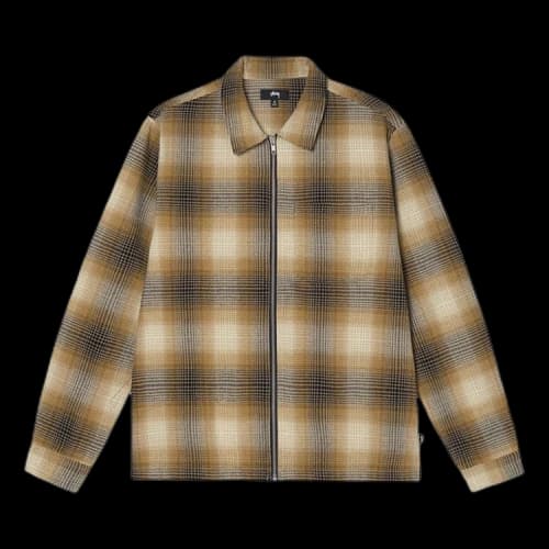 Stussy Jack Shadow Plaid Zip Shirt 'Mustard'