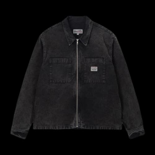 Stussy Washed Canvas Zip Shirt Black