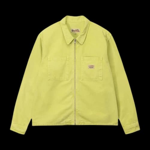 Stussy Washed Canvas Zip Shirt 'Lime'
