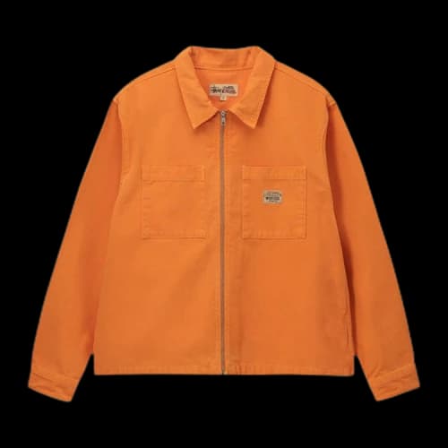 Stussy Washed Canvas Zip Shirt Orange