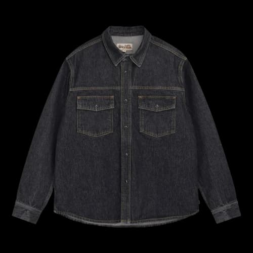 Stussy Boxy Western Denim Shirt 'Washed Black'