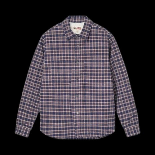 Stussy Sherpa Lined Plaid Shirt 'Navy'