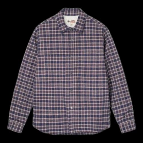 Stussy Sherpa Lined Plaid Shirt 'Navy'
