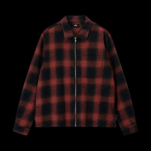 Stussy Hank Plaid Zip Shirt 'Red'