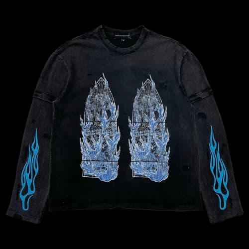 Who Decides War Flame Glass Double T-Shirt 'Coal'