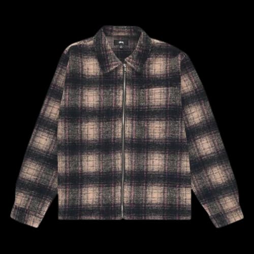 Stussy Wool Plaid Zip Shirt 'Lilac'