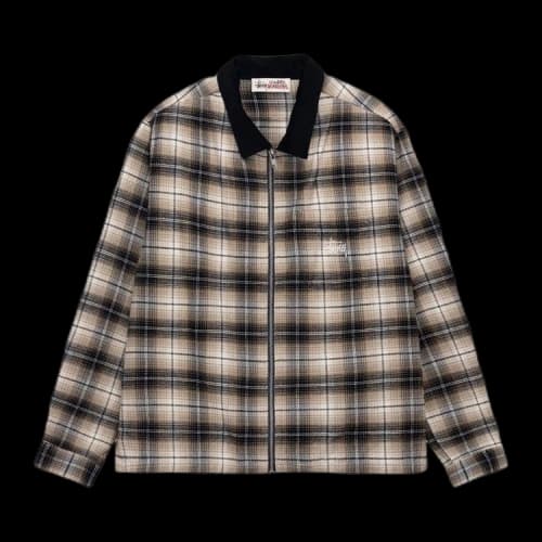 Stussy Frank Plaid Zip Shirt 'Taupe'