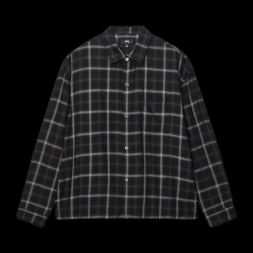 Stussy Shadow Plaid Rayon Shirt 'Black'