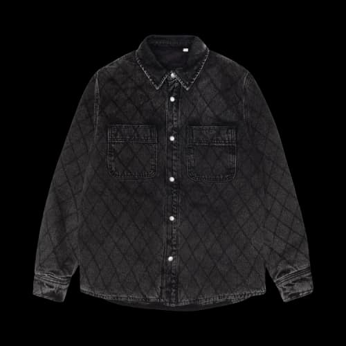 Stussy Quilted Denim Shirt 'Black'