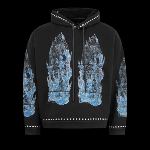 Who Decides War Flame Glass Hooded Pullover 'Coal'