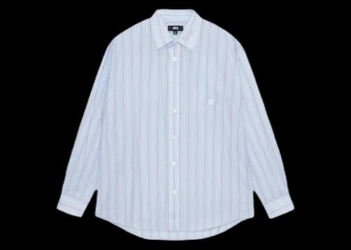 Stussy Classic Striped Cotton Linen Shirt White