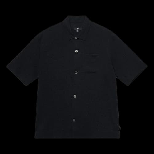 Stussy Boxy Flat Crinkled Hem Shirt Black