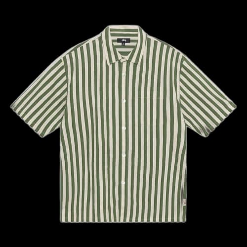 Stussy Boxy Flat Striped Hem Shirt Green