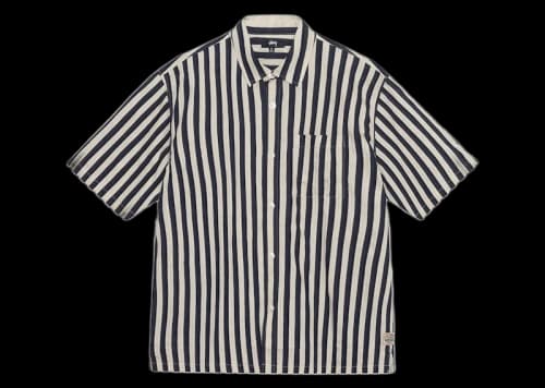 Stussy Boxy Flat Striped Hem Shirt Navy