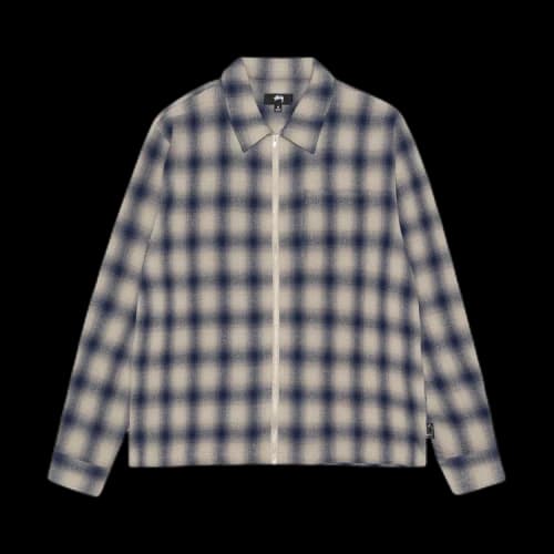 Stussy Zip Twisted Yarn Plaid Shirt 'Natural'