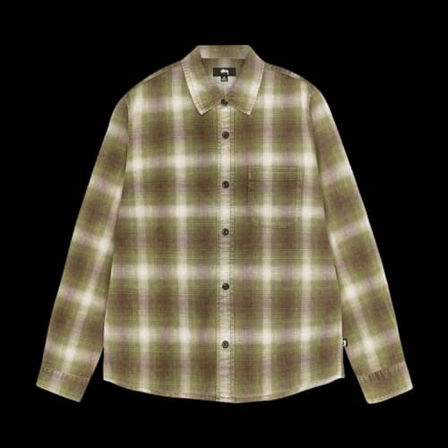 Stussy Rocco Flannel Plaid Shirt Green
