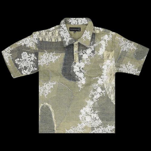 Who Decides War Lace Patchwork Button Down Shirt 'Blue'
