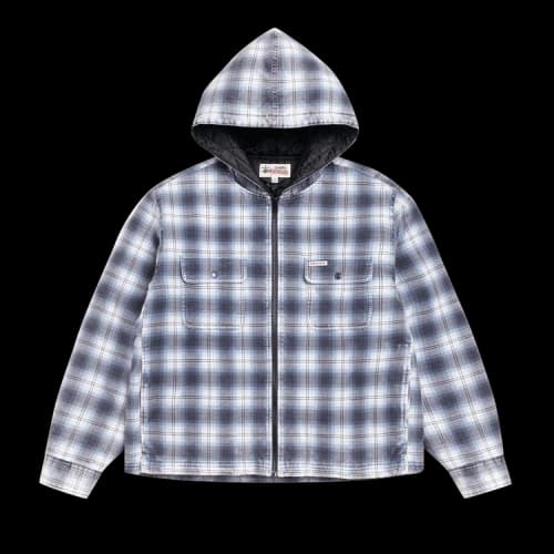 Stussy Zip Hooded Plaid Shirt 'Blue'