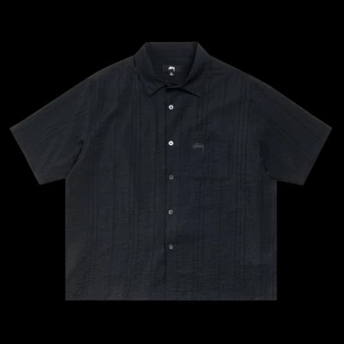 Stussy Pleated Textured Shirt Black