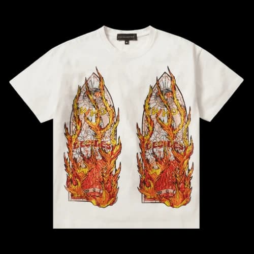 Who Decides War Rhinestone Flame Glass Jersey 'Cloud/Multicolor'