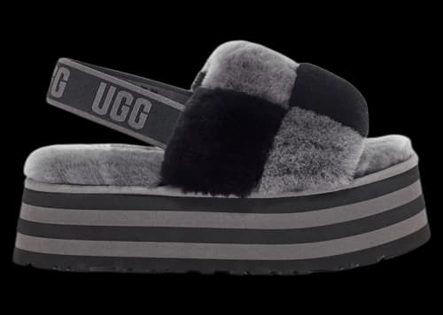 UGG Disco Checker Slide Black Dark Grey (Women's)