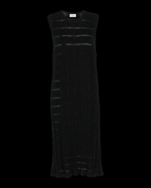 Ferragamo Cable Knit Midi Dress Black