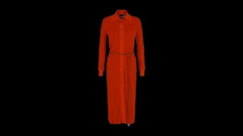 Ferragamo Ribbed Knit Midi Dress Orange
