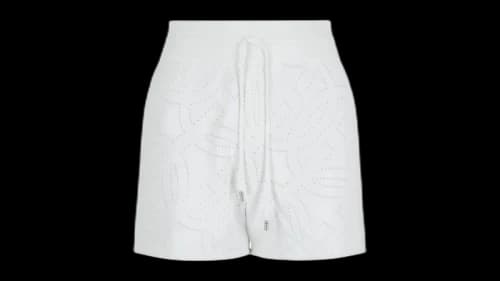 Ferragamo Gancini Pattern Drawstring Shorts White